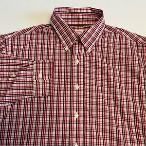 Brooks Brothers Shirt Large Button Down Long Sleeve Checks Supima Cotton Red